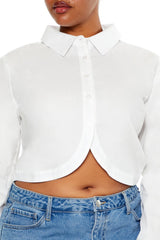 Plus Size Notched Cropped Shirt - Forever 21