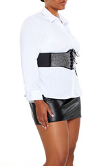 Plus Size Rhinestone Belt Shirt - Forever 21