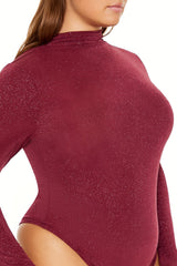 Plus Size Glitter Cowl Thong Bodysuit - Forever 21