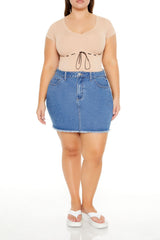 Plus Size Seamless Ribbon-Trim Bodysuit - Forever 21