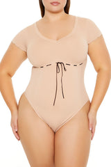 Plus Size Seamless Ribbon-Trim Bodysuit - Forever 21