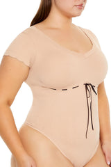 Plus Size Seamless Ribbon-Trim Bodysuit - Forever 21