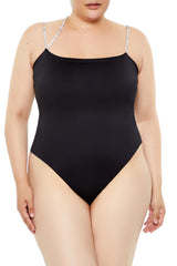 Plus Size Contour Sculpt Metallic-Strap Bodysuit - Forever 21