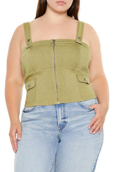 Plus Size Zip-Up Crop Top - Forever 21