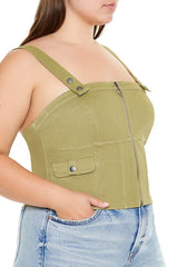 Plus Size Zip-Up Crop Top - Forever 21