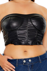Plus Size Faux Leather Tube Top - Forever 21