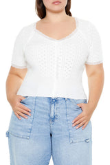 Plus Size Sweater-Knit Crop Top - Forever 21