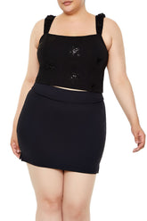 Plus Size Flower Sequin Crop Top - Forever 21