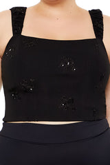 Plus Size Flower Sequin Crop Top - Forever 21