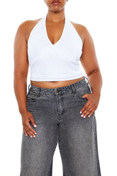 Plus Size Rhinestone Halter Top - Forever 21