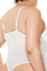 Plus Size Rhinestone Mesh Bodysuit - Forever 21
