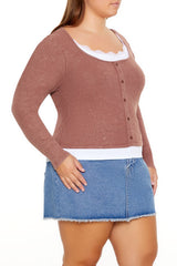 Plus Size Ribbed Henley Top - Forever 21