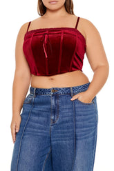 Plus Size Velvet Cropped Cami - Forever 21