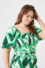 Plus Size Tropical Leaf Print Top - Forever 21