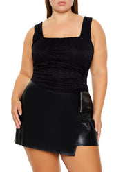 Plus Size Lace-Up Lace Top - Forever 21