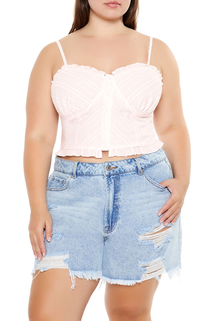 Plus Size Striped Cropped Cami - Forever 21