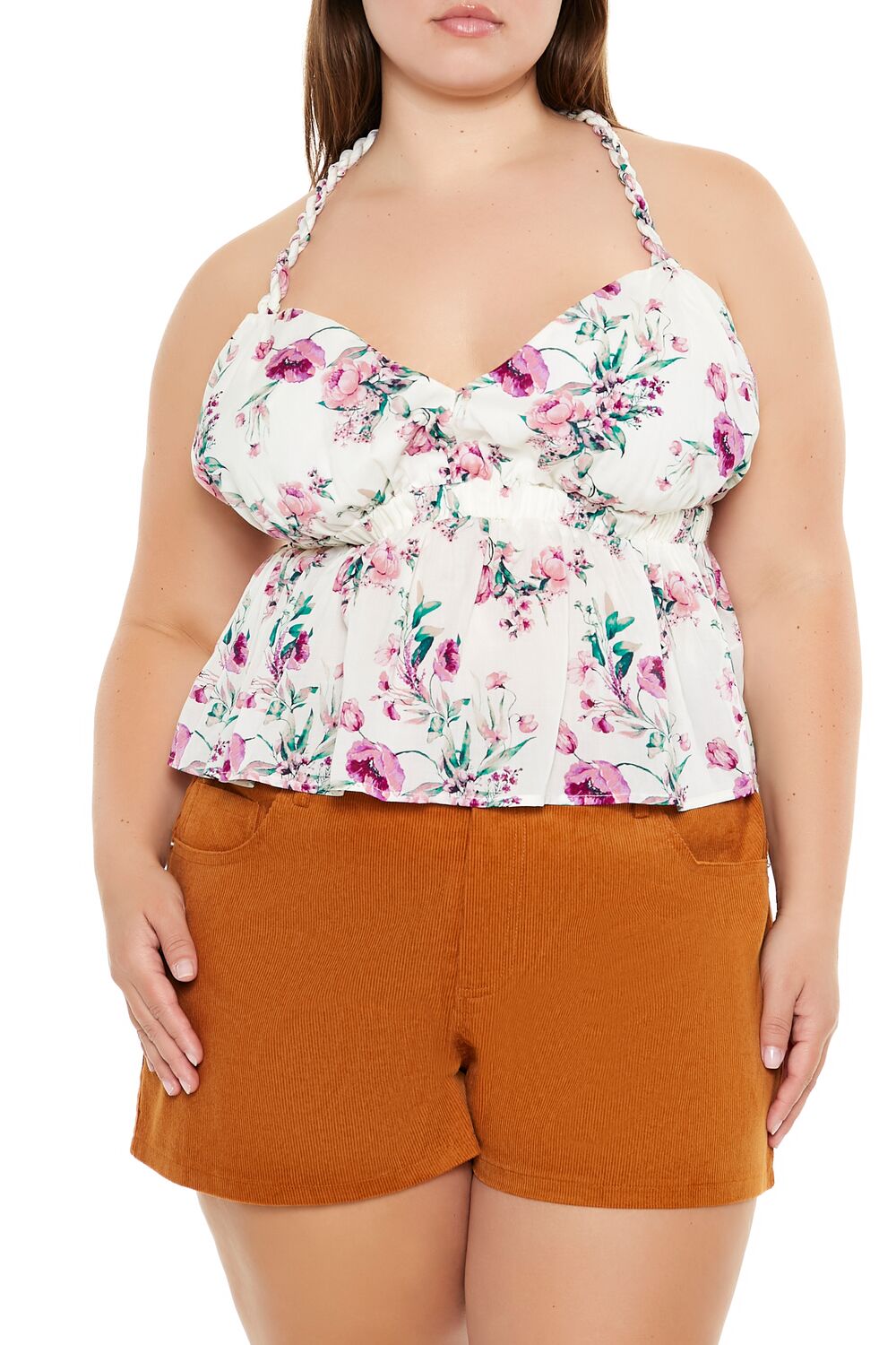 Plus Size Floral Print T-Back Cami - Forever 21
