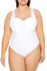 Plus Size Ponte Knit Thong Bodysuit - Forever 21