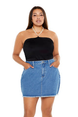 Plus Size Faux Pearl Halter Bodysuit - Forever 21