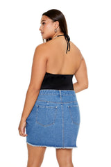 Plus Size Faux Pearl Halter Bodysuit - Forever 21