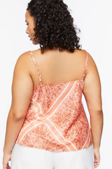 Plus Size Baroque Print Satin Cami - Forever 21
