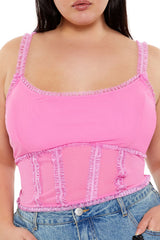 Plus Size Mesh Ruffle-Trim Cami - Forever 21