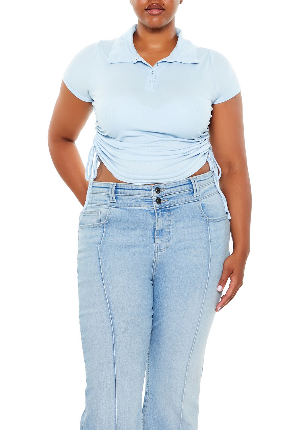 Plus Size Drawstring Polo Shirt - Forever 21