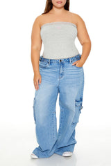 Plus Size Embroidered Bow Tube Top - Forever 21