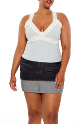 Plus Size Ribbed Lace-Trim Cami - Forever 21