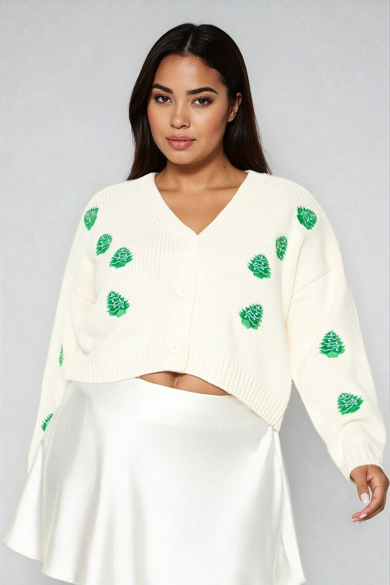 Plus Size Christmas Tree Cardigan Sweater - Forever 21