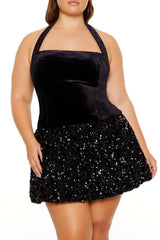 Plus Size Sequin Halter Mini Dress - Forever 21