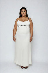 Plus Size Contrast-Trim Satin Cami Maxi Dress - Forever 21