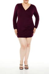 Plus Size Surplice Mini Sweater Dress - Forever 21