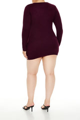 Plus Size Surplice Mini Sweater Dress - Forever 21