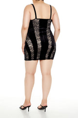 Plus Size Lace & Velvet Mini Dress - Forever 21