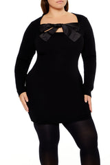 Plus Size Satin Bow Mini Dress - Forever 21