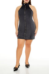 Plus Size Denim Zip-Up Mini Dress - Forever 21