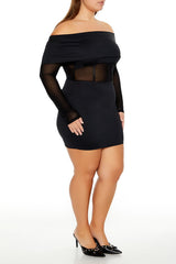 Plus Size Sheer Foldover Mini Dress - Forever 21