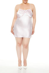 Plus Size Satin Bow Mini Slip Dress - Forever 21