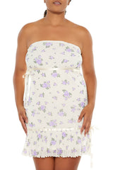 Plus Size Floral Bow Tube Mini Dress - Forever 21