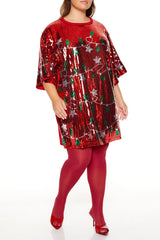 Plus Size Sequin Christmas Lights T-Shirt Dress - Forever 21