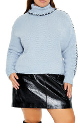 Plus Size Whipstitched Turtleneck Sweater - Forever 21