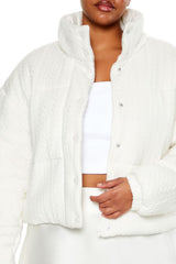 Plus Size Cable Knit Puffer Jacket - Forever 21