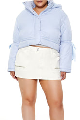 Plus Size Bow Puffer Jacket - Forever 21
