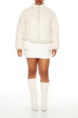 Plus Size Quilted French Terry Puffer Jacket - Forever 21