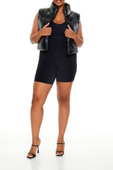 Plus Size Faux Leather Puffer Vest - Forever 21