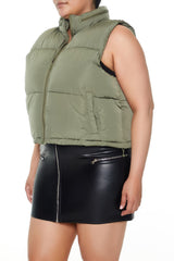 Plus Size Cropped Puffer Vest - Forever 21