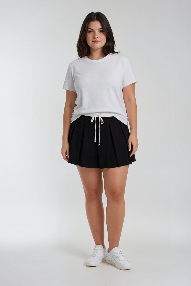 Plus Size Pleated Drawstring Mini Skort - Forever 21
