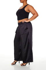 Plus Size Satin Cargo Pants - Forever 21