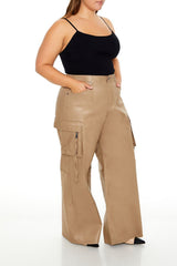 Plus Size Metallic Cargo Pants - Forever 21